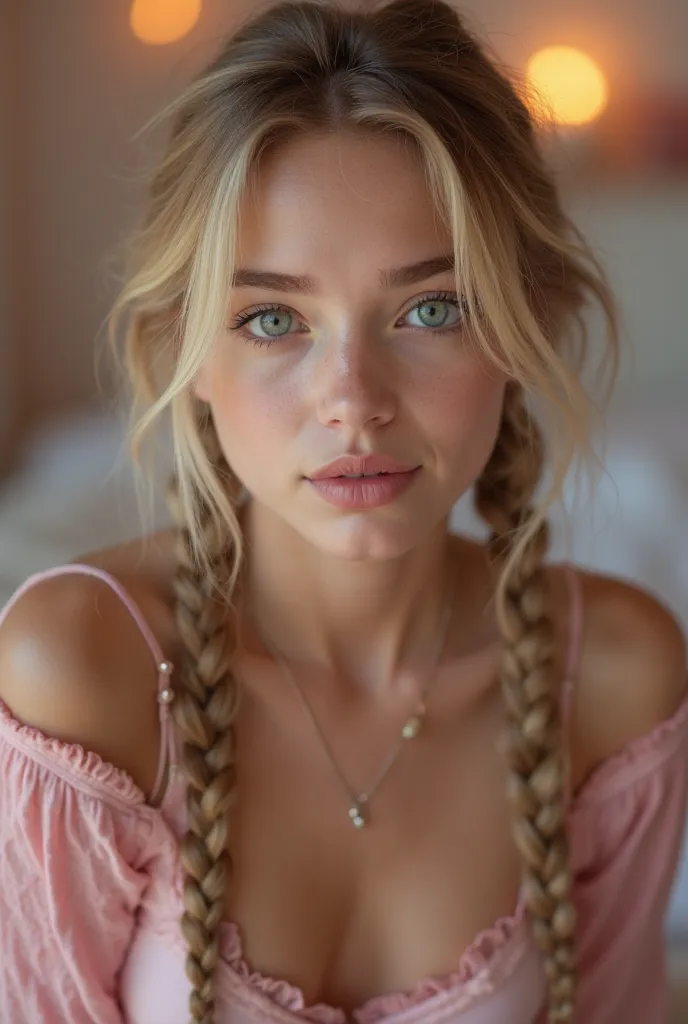  a girl,   sexy 18 year old girl , pigtails,  beautiful face,  splendid,  beautiful,  beautiful,  beautiful face, pale skin, regions,  by the blond hair, blue eyes, full shiny lips,  big lips,  thick lips,  parted lips ,  long , mask, skinny thighs, petite...