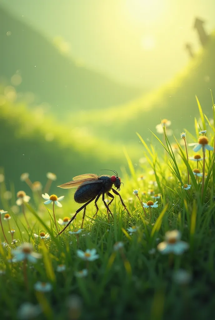 A flea moving the thoughtful grass 