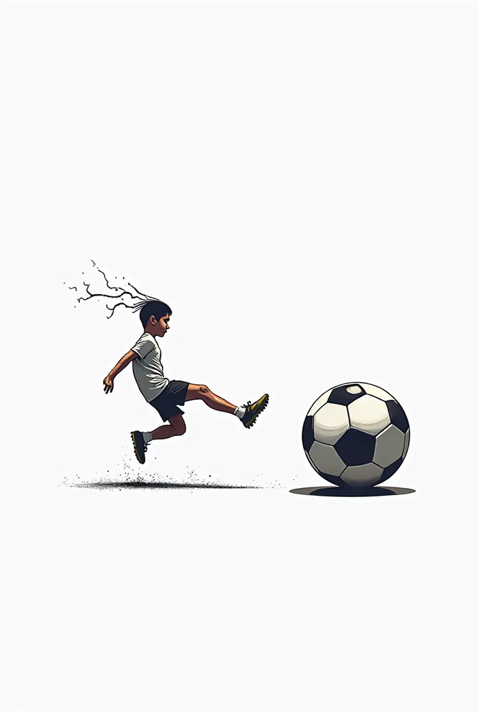 A ball that been kick the foot must interact with the ball and also white background not realistic and only the foot and the ball