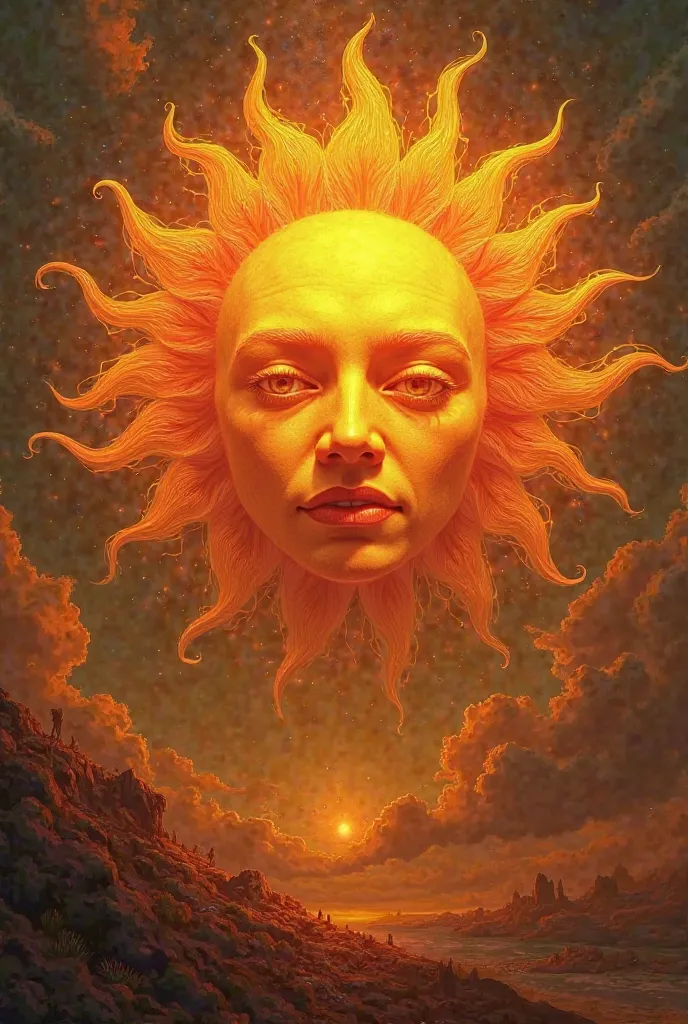 I want to draw a sun with a person's face 