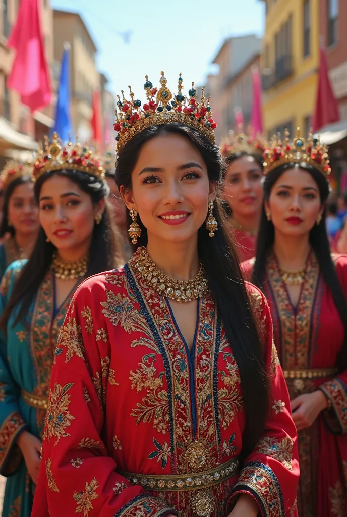 Women's day with afghani clothes and crowns
