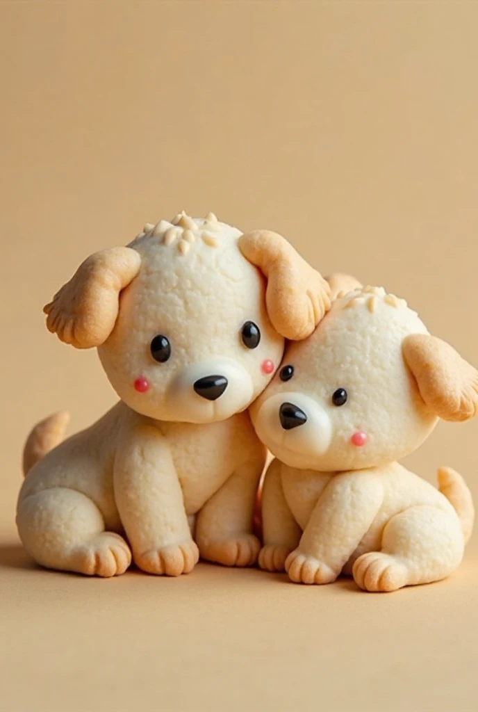 Cookies shaped as cute puppies with not sugar coating nor Glazed all with faint colors like red, green and yellow that seem organic and pretty plain not too 3D