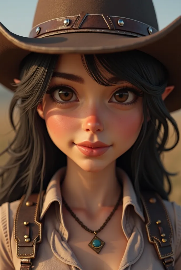 Horny image of a woman wearing a cowboy hat and a shirt, cowgirl, western cowgirl, highly detailed close up , female cowgirl, with very detailed face, close up portrait shot, highly detailed character, DAZ3D, DAZ 3D, daz 3 d, cowgirl,  Realistic 3D Charact...