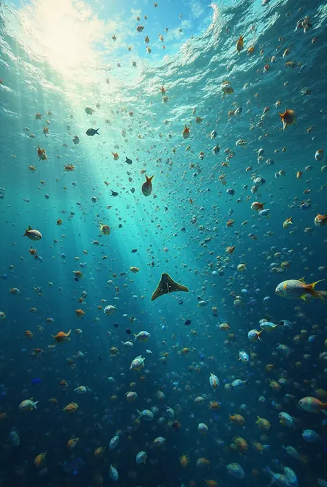 Andaman Sea with large herds of small fish