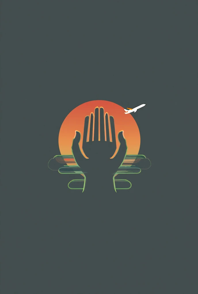 logo of a namaste hand and a plane behind it , a travel logo from india