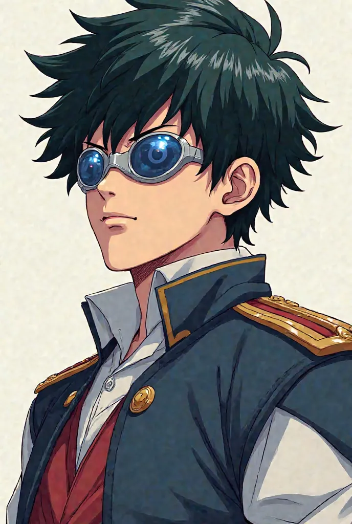 Screenshot boku no hero Academia,  male, with short black straight hair in layers, lenses and in uniform