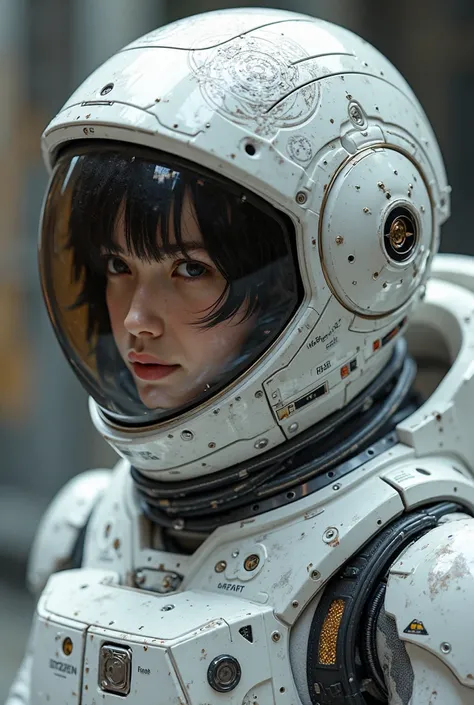 a highly detailed Japanese astronaut in a futuristic space suit, wearing an elegant space helmet, with intricate and complex details,  in a photorealistic style , resolution 8k,  foreground view 