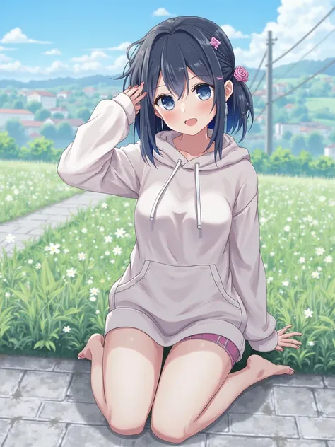 ((Best Quality)), ((masterpiece)), (Hi-Res),(((high image quality))),(( High Quality),anime illustration、((anime art))、very fine texture、「 little 's body、(( super short))、((The appearance of a junior high school student))、Baby Face、(( black hair))、Pretty g...