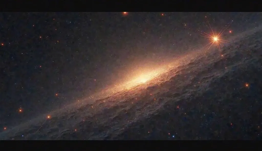 An artistic depiction of the universe’s first light emerging after 100 million years of total darkness, as the first stars begin to glow.