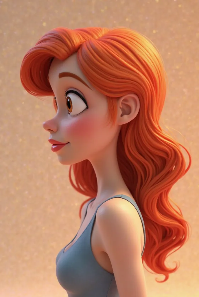 Red hair woman profile cartoon 3d