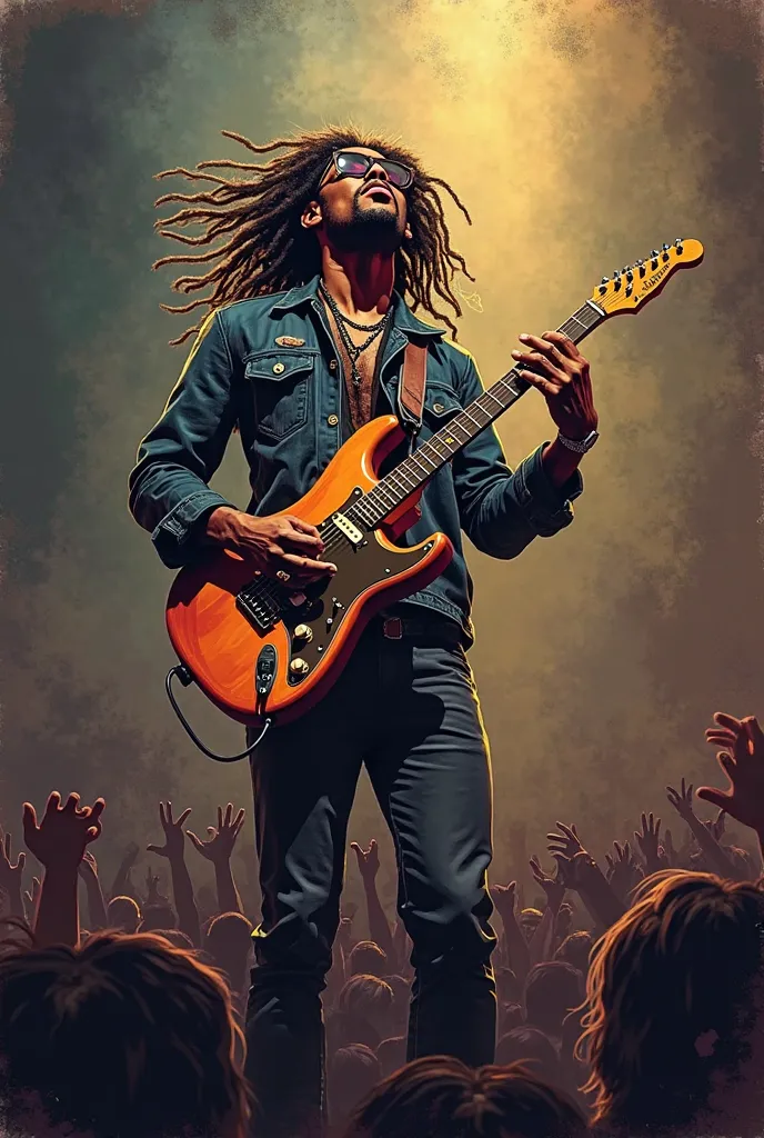 Lenny Kravitz singing illustration 