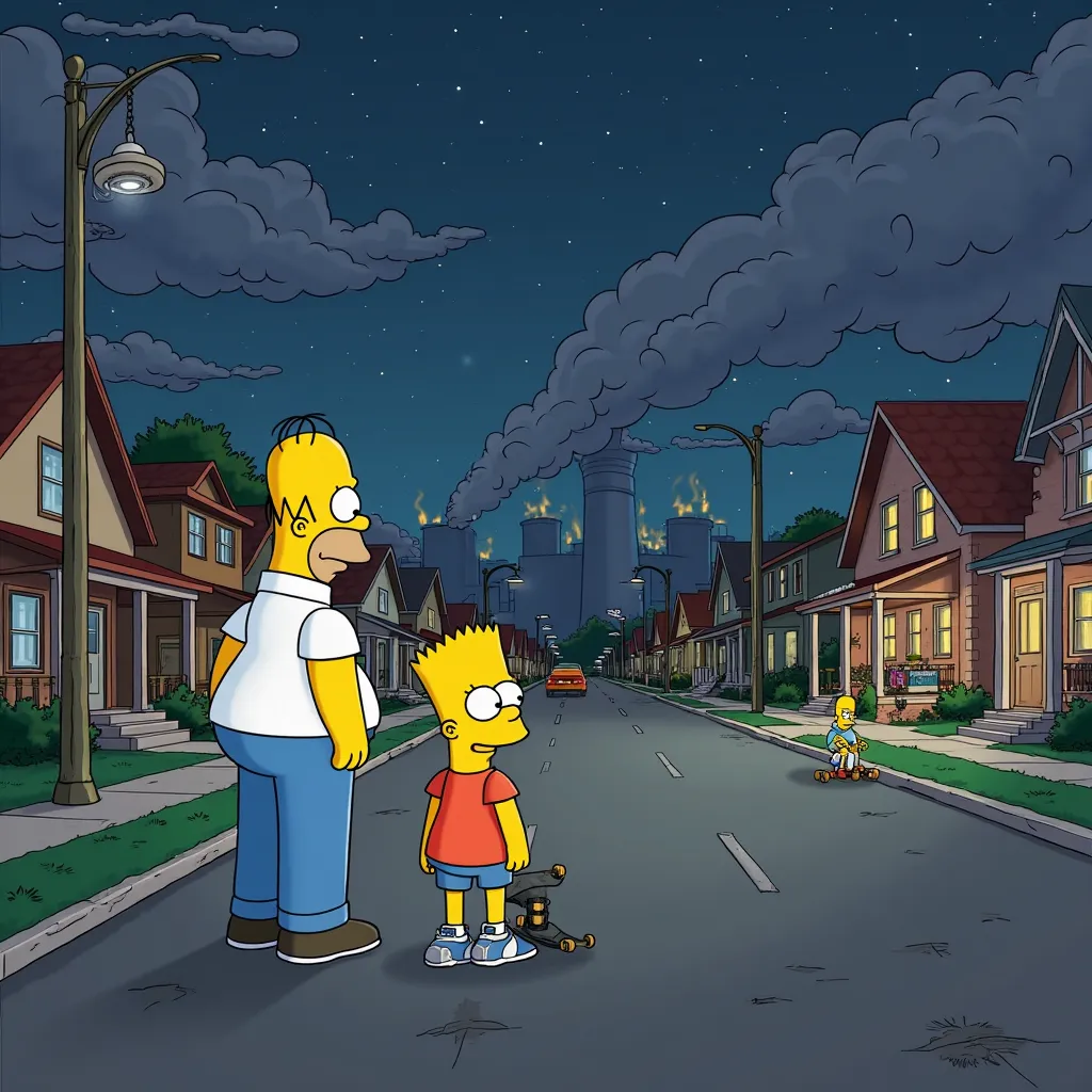 night springfield, bart simpsons, homer