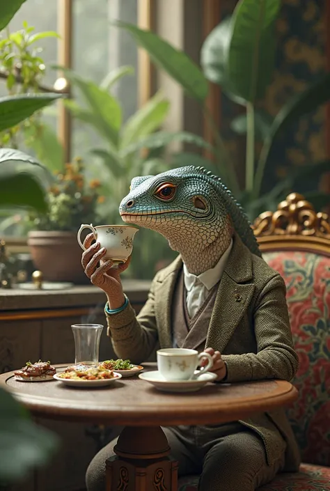 lizard drink tea