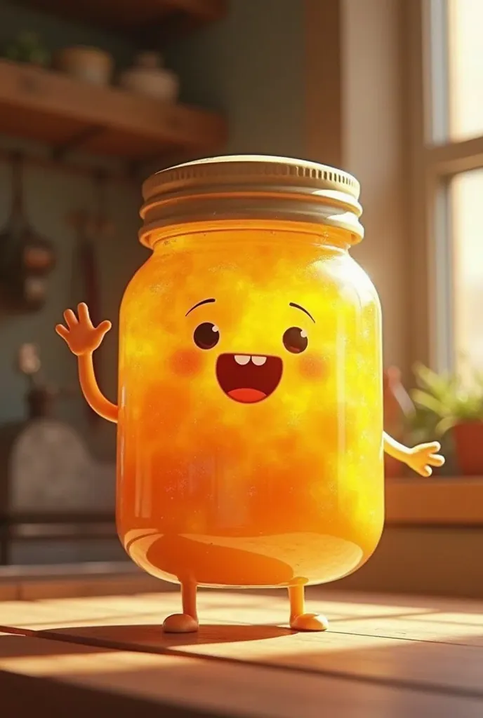 Generate me a jar of animated banana and papaya jam But say in the jar jam