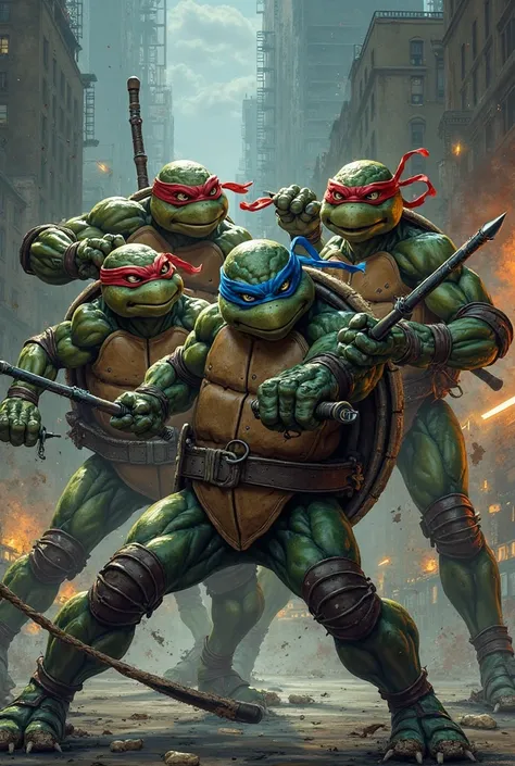 Ninja turtles fighting 