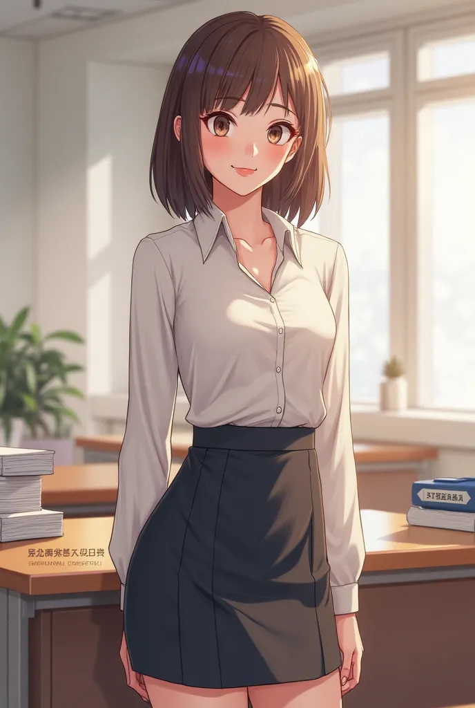 Create a class representative, Straight girl with brown hair