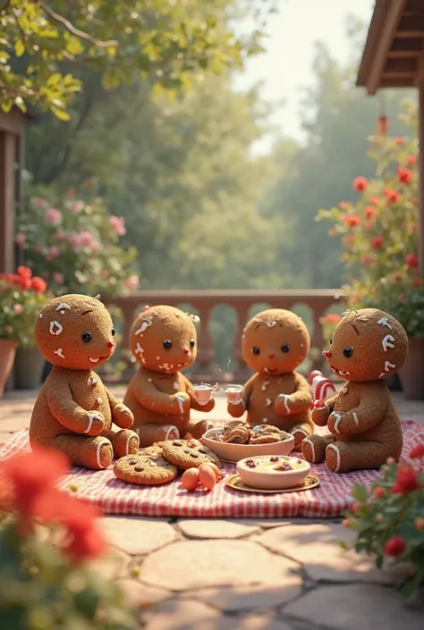 Gingerbread cookies take away lunch on the patio from the blue ginger cookie