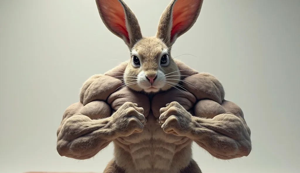 Make a rabbit with muscular hands