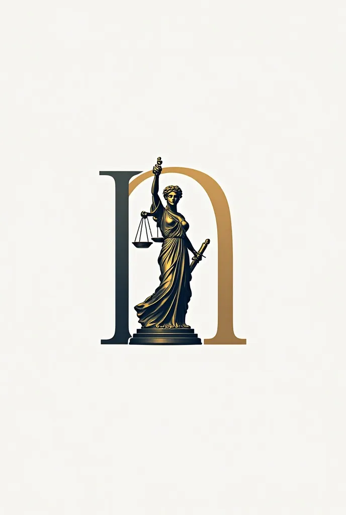 Create a logo with initials DNS for lawyer with the goddess of justice