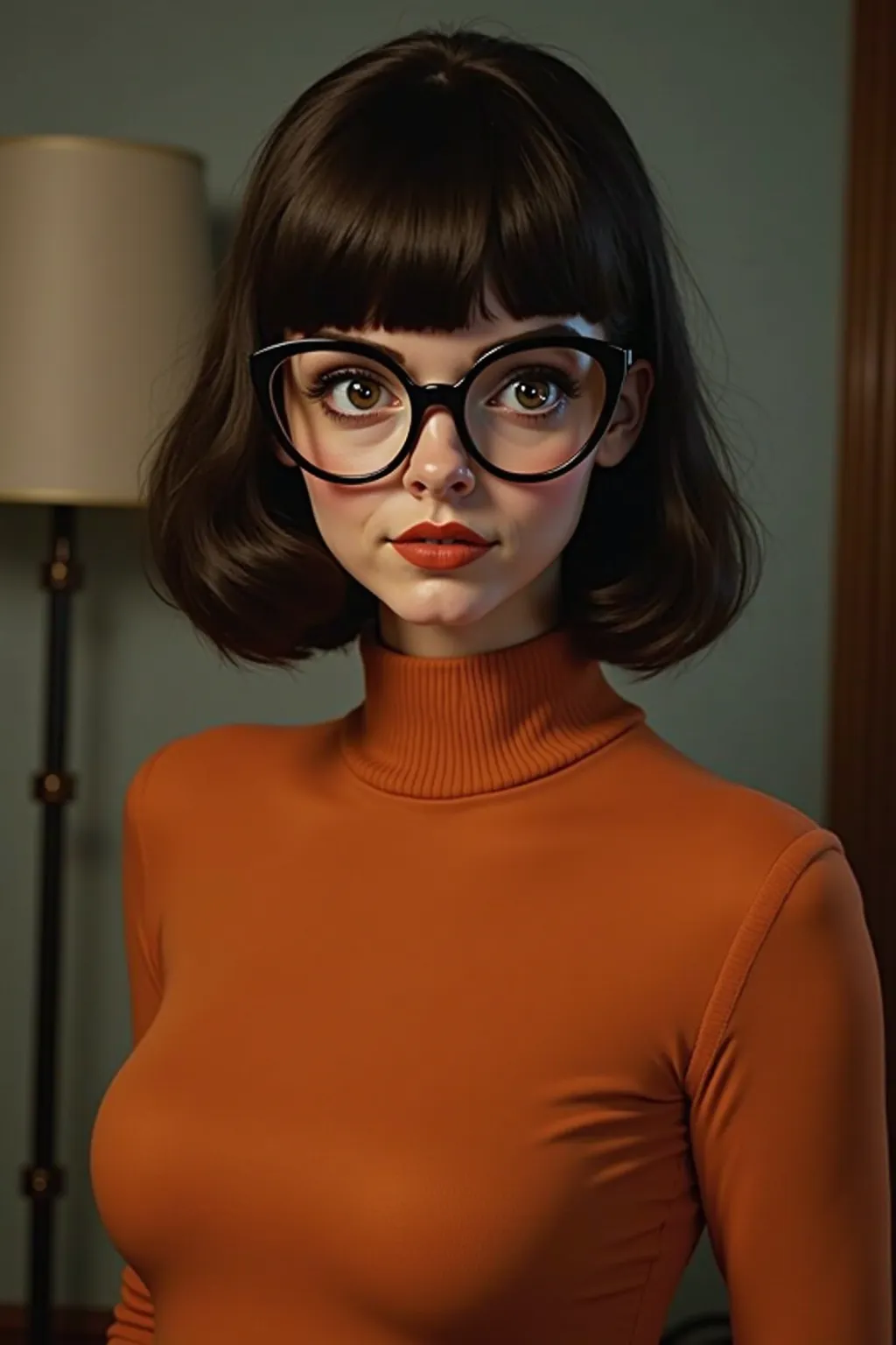 A photograph of a curvaceous Velma from scooby doo