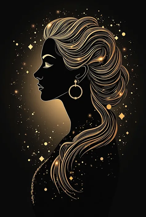 MAKE THE SOPHISTIFIED HAIRSTYLE LOGO IN BLACK AND GOLD WITH HAIRSTYLE ACCESSORIES JU BORGES BEAUTY SPACE create the finished logo