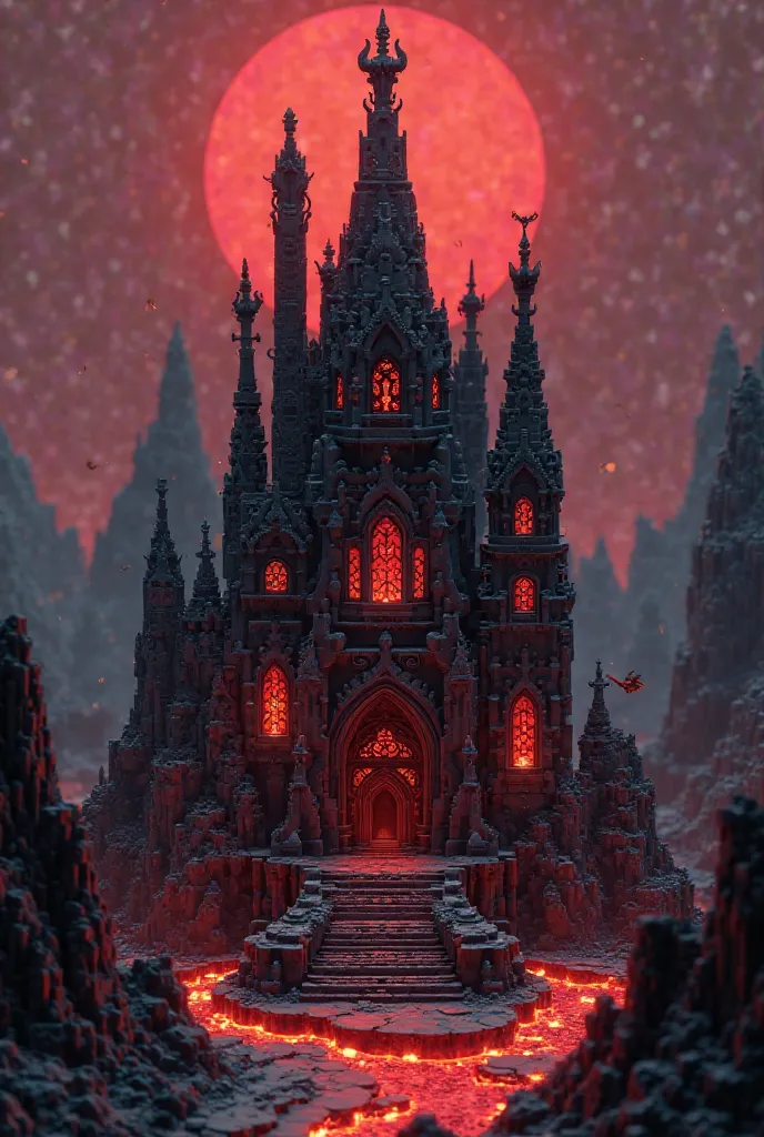 Create a mini Minecraft-style Temple of Hell for me
