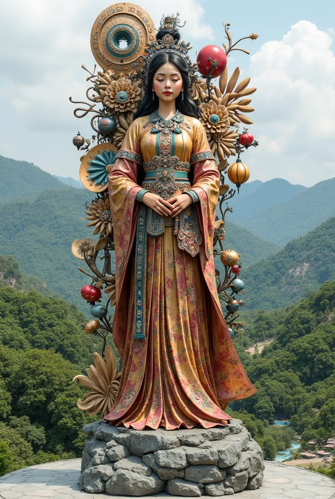 Create a public art sculpture，It must have elements of the Guangxi nation，