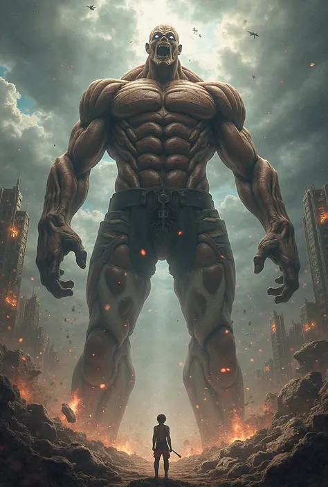 Attack on titan, colossal titan, center text Престиж