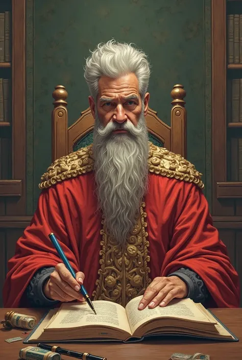 1. Scene 1 — The Court of the Absurd**  
📌 **design:**  
- The **Constitutional Judge** sentado em one trono enorme, made of pages of the Constitution. His beard is done From legal texts, and he tries to hit the hammer, but it's so heavy that he almost fal...