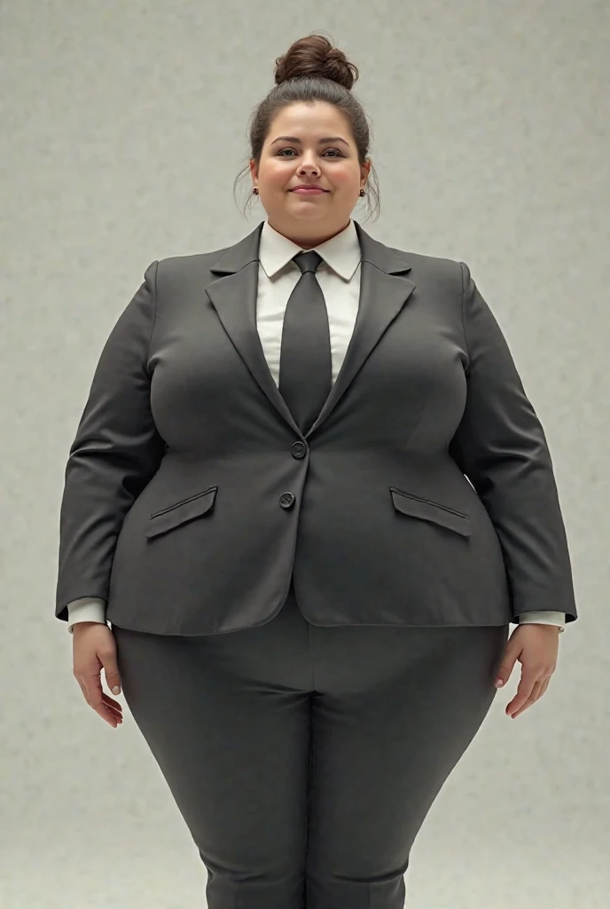 Inflated woman in suit 