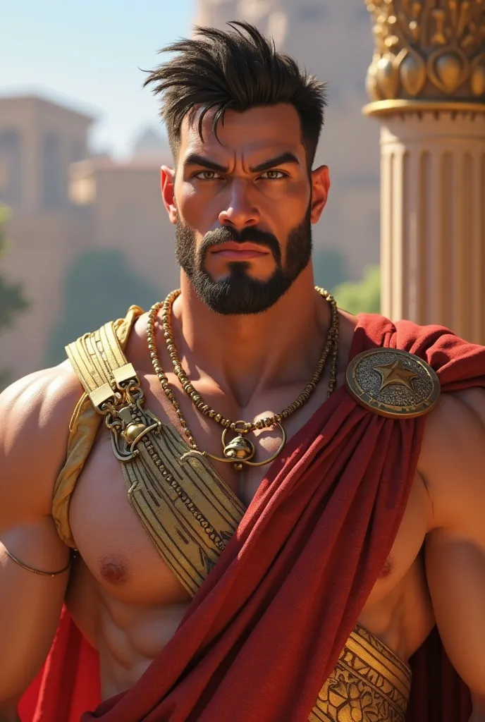 STOIC FACE WITH GREEK CLOTHES,STRONG IN 4K PIXER DESIGN 