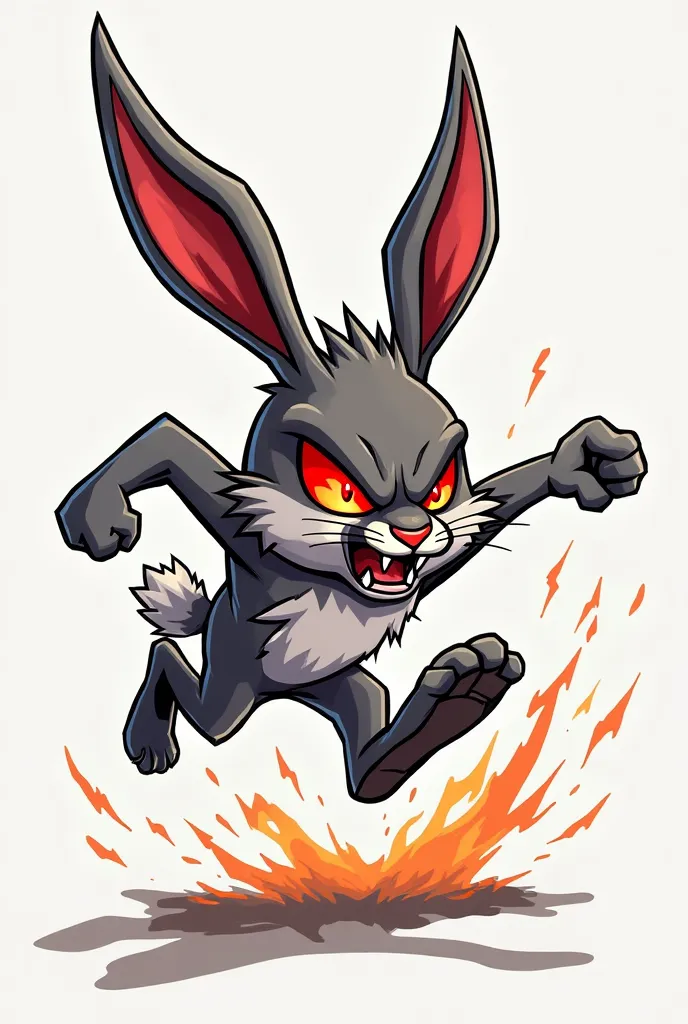 Logo of angry red-eyed rabbit bouncing sideways fast