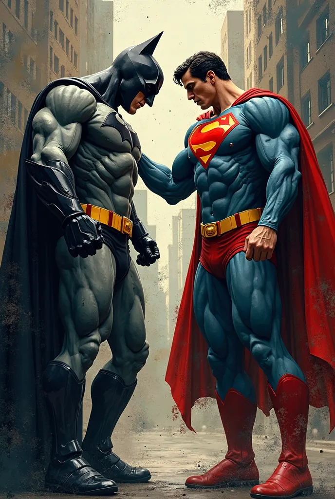 Superman and Batman in lpicego art, night