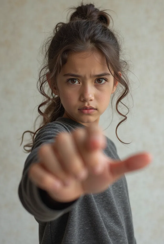 A girl hits his palm