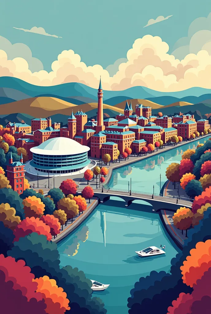 Cardiff in vector art style