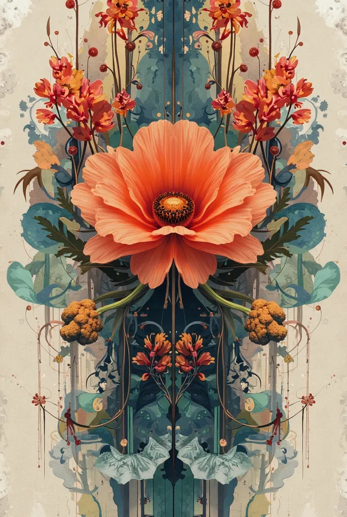 One collage with mirrored elements like a flower 