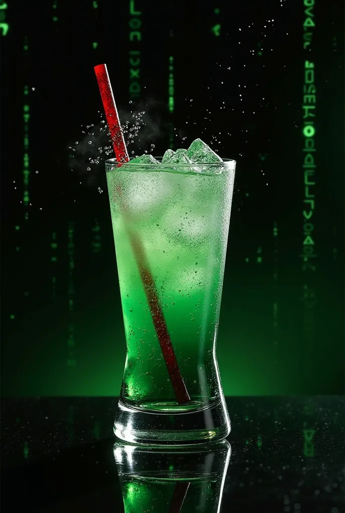 Make me a cocktail inspired by the matrix decorated with mixology details 