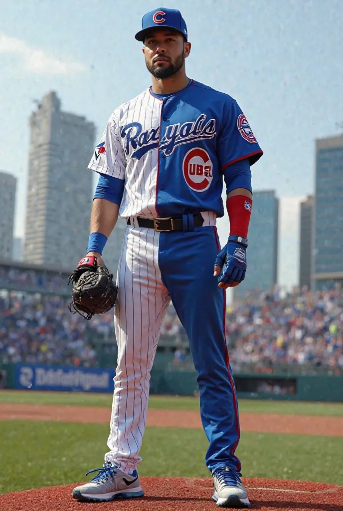 Uniforme de city connect de Toronto Blue jays con logo de Chicago cubs