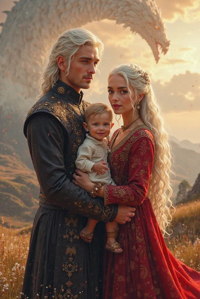 Young Targaryen couple with their son and daughter ren
