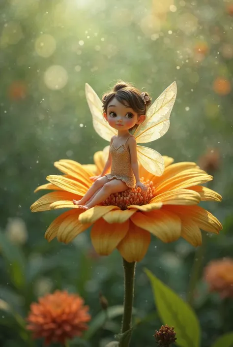 Fairy on flower sitting 