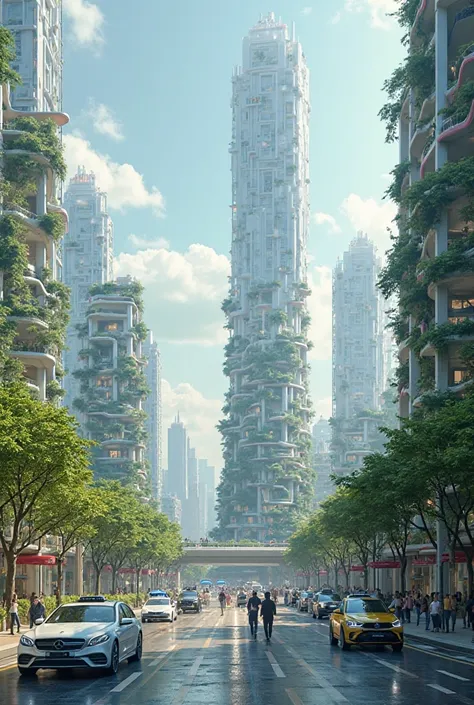 City with greener building, non-toxic air generator, traffic and smart vehicle