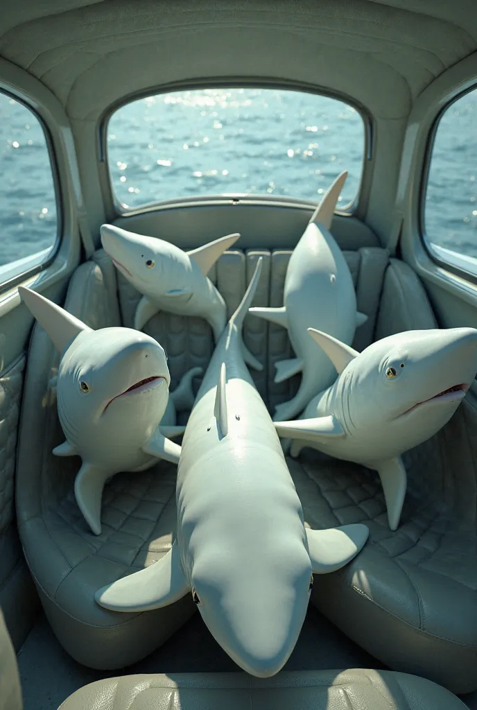 Four sharks,  White  , Inside a Beetle, design 