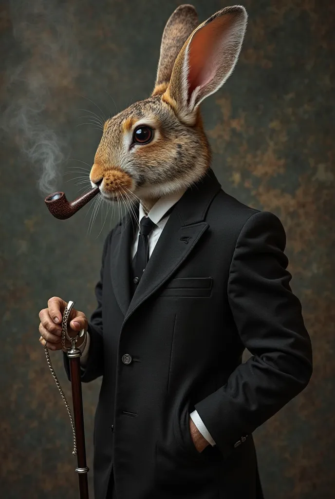 I want a rabbit story 
A diplomat with dark affairs, this rabbit likes to dress in black, and a rich businessman, known for his silver cane in his right hand and a silver pocket watch that he takes out of his pocket with his left hand, loves to dress in bl...