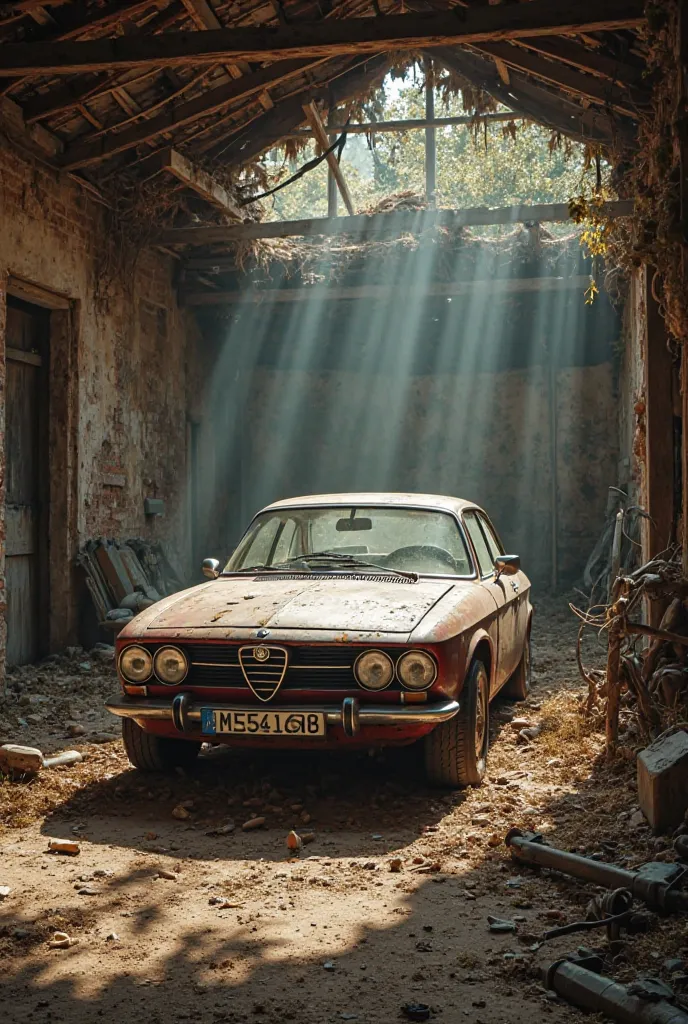 Alfa romeo 166 in barn stable anbadonded