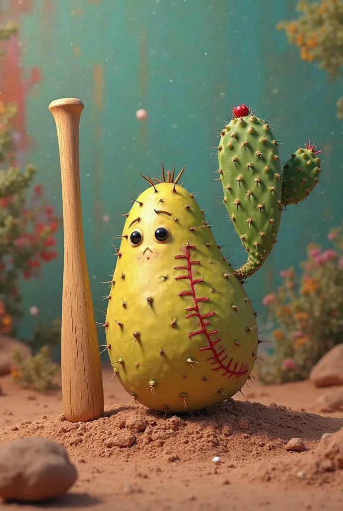 Fruit baseball ball nopal bat logo