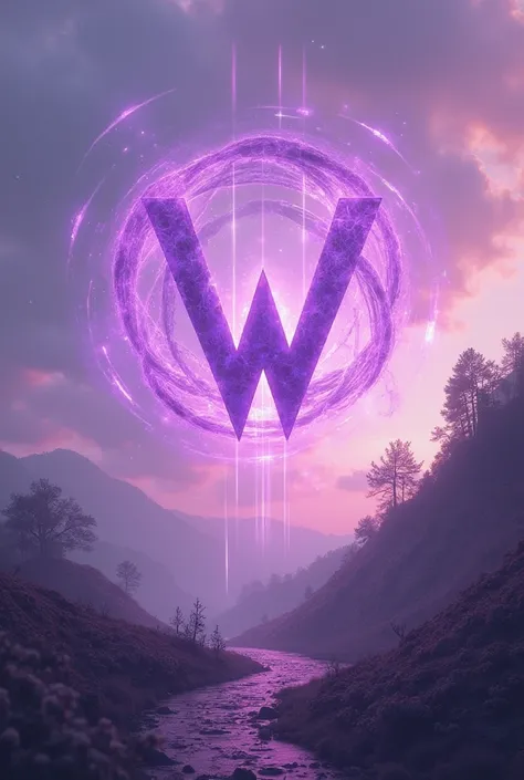 Create for me a background image "w" purple rays passing wind grece carrying the "w" Purples in the background 