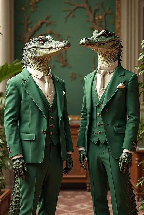 CROCODILES IN GREEN WHITE SUIT