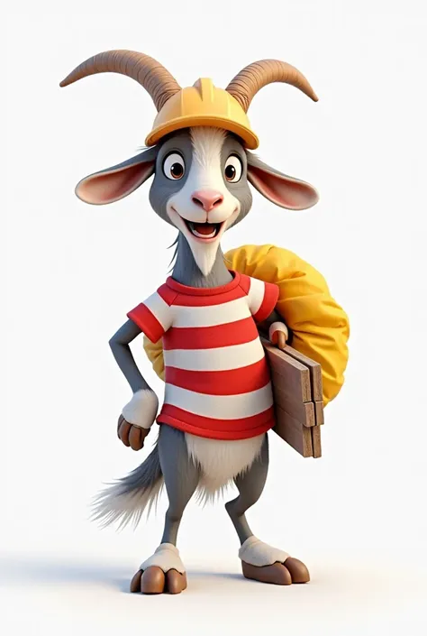 Create a logo, the logo you have to wear an adult goat with a white and red striped t-shirt, It has to carry some construction with it it it has to be animated but not  