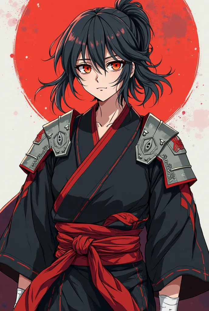 Age:  s
Altura: 1.66 m
Hair: jet black,  waist length , usually tied in a messy ponytail.
eyes: Intense amber with a reddish glow when wearing his Hoshigan. Let it be a age manga woman 
Ropa: A black battle kimono with red details, with bandages on his arm...