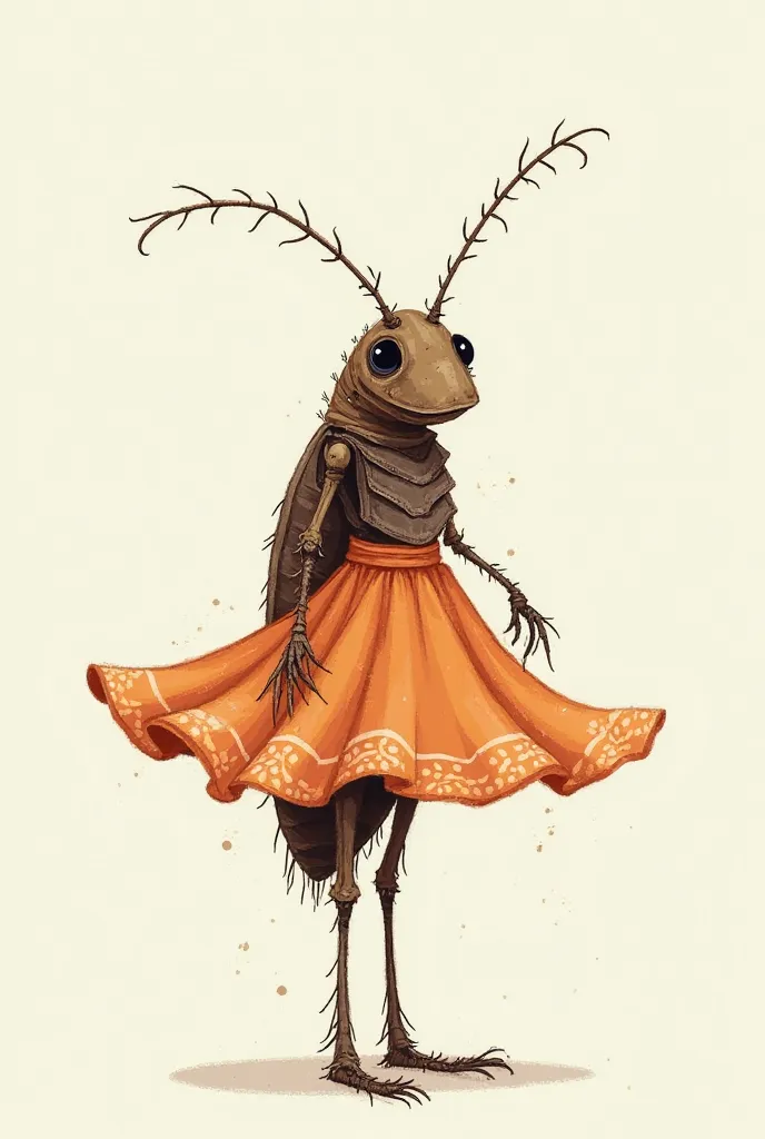 Draw a picture of a cockroach in a skirt